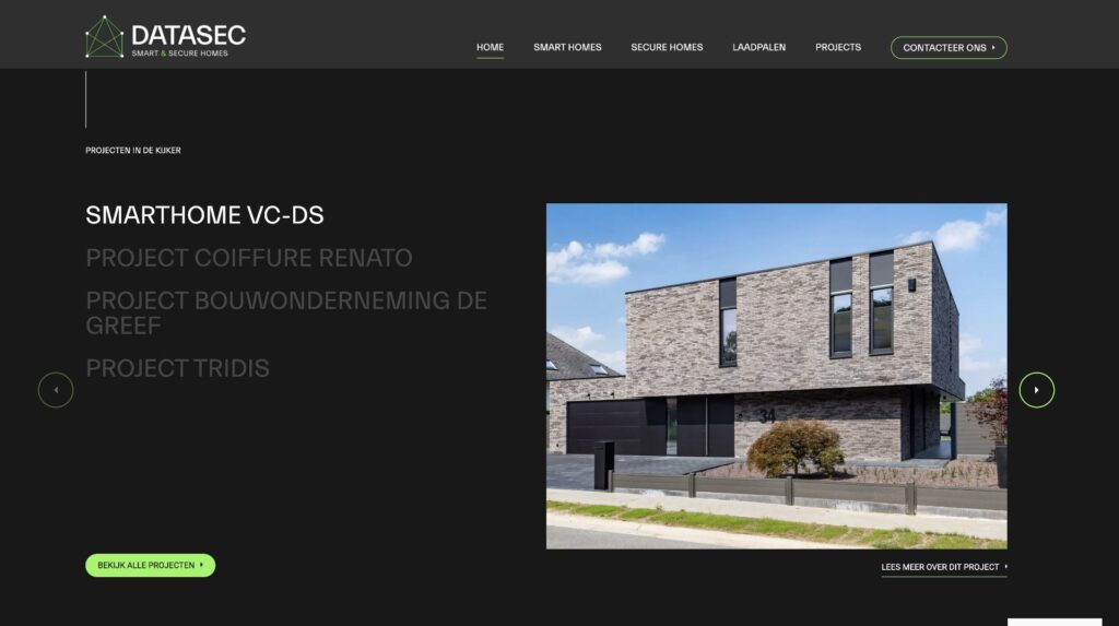 Homepage Datasec - ontwerp en code van de website