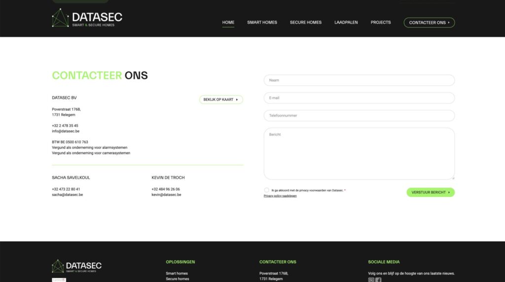 Contactformulier coderen voor Datasec