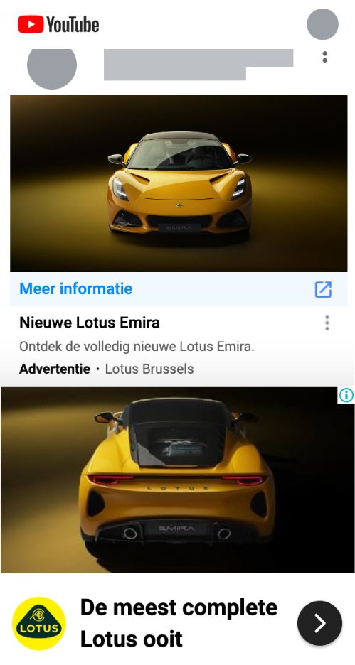 Youtube advertentie lotus emira